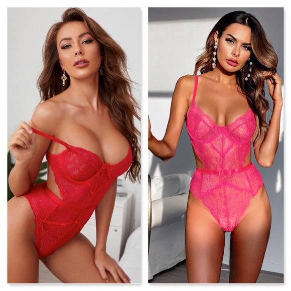 Blue Lace Cut Out Teddy - Picture 11 of 13